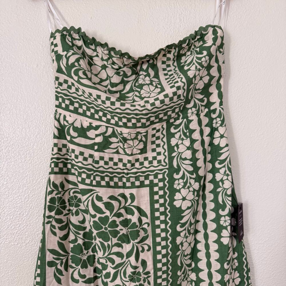 NWT Lulus Brigita Green Floral Strapless Column Midi Dress Size Large - Picture 3 of 9